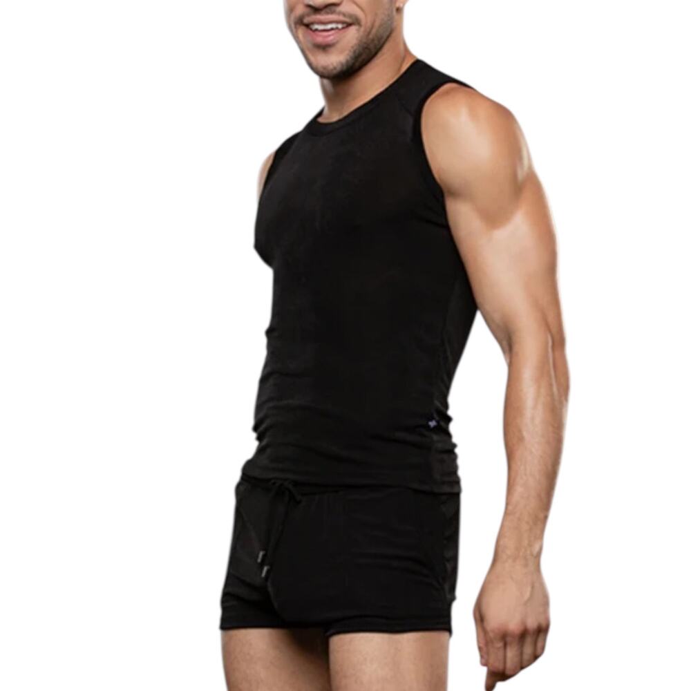 Andrew Christian Sensual Rib Muscle Tee Extra Large XL Black - Picture 4 of 7